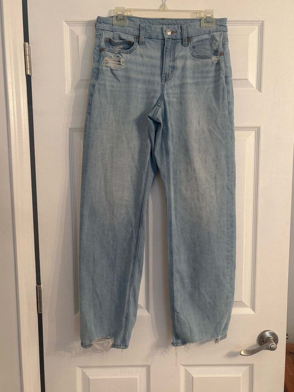 Light Blue Women's Distressed Boyfriend Jeans